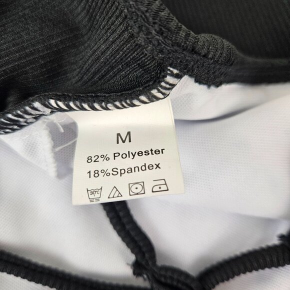 Black Ribbed Two-Piece Bikini Strappy Top & High-Waist Bottoms Womens Size M - Picture 8 of 8